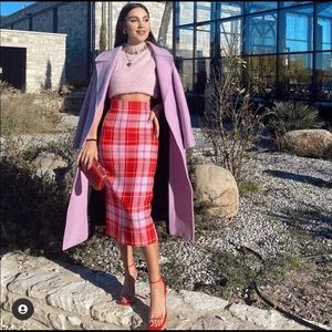 ZARA PLAID MIDI SKIRT